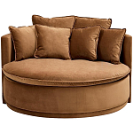 Кушетка круглая с обивкой из велюра коричневая Milky Brown Chair варинант исполнения - 2 | Loft Concept в Тюмени