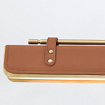 Подвесной светильник линейный латунного цвета в кожаном коричневом чехле и декоративными ремешками Alora варинант исполнения - 4 | Loft Concept в Тюмени