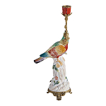 Подсвечник с попугаем из фарфора с бронзовыми элементами Eden Garden варинант исполнения - 3 | Loft Concept в Тюмени