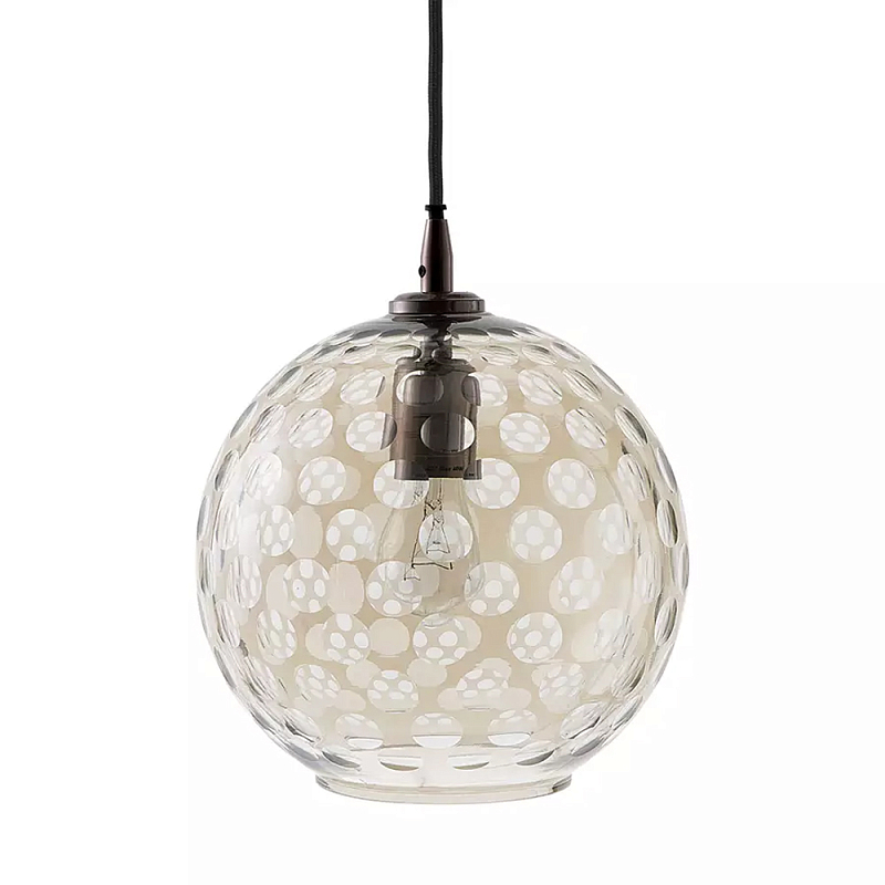 Подвесной светильник с плафоном в форме шара из стекла с рельефным узором Glass Pattern Lamp Коричневый Подвесной светильник с плафоном в форме шара из стекла с рельефным узором Glass Pattern Lamp Коричневый в Тюмени | Loft Concept