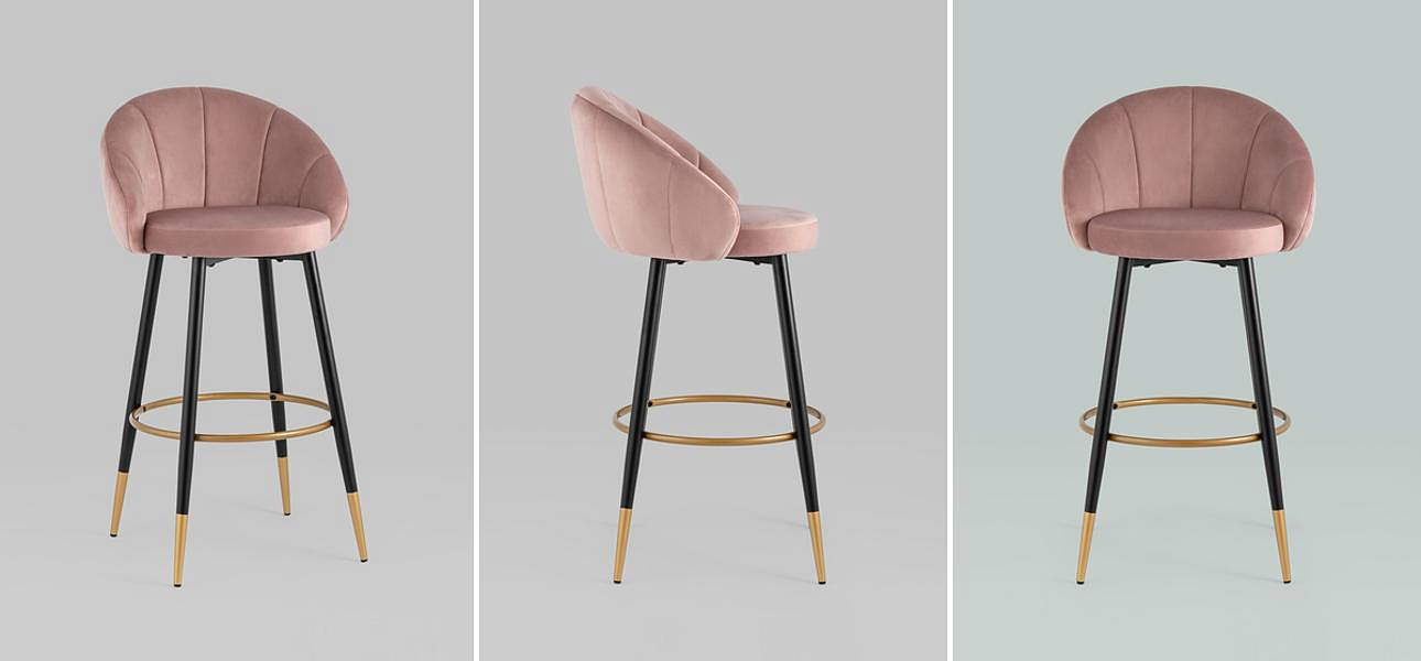 Барный Стул Alberto Chair Розовый Велюр Барный Стул Alberto Chair Розовый Велюр - Loft-Concept в Тюмени