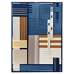 Панно из шнура Синяя геометрическая абстракция wall panel line Blue варинант исполнения - 4 | Loft Concept в Тюмени