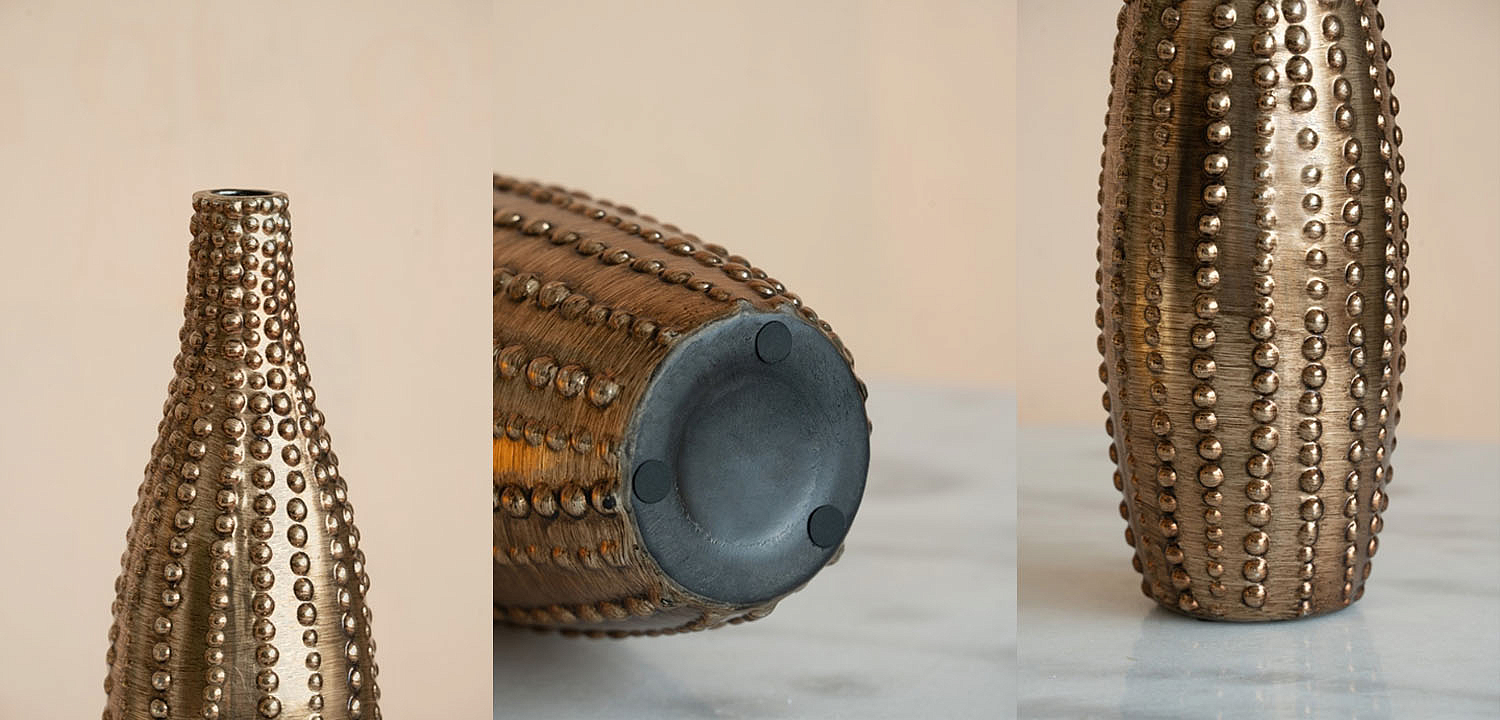 Ваза Ribbed Vase Narrow Throat bronze-gold 34 Ваза Ribbed Vase Narrow Throat bronze-gold 34 - Loft-Concept в Тюмени