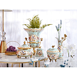 Кувшин с цветочным рисунком и бронзовой ручкой Blue Garden варинант исполнения - 7 | Loft Concept в Тюмени