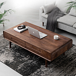 Кофейный стол из массива дерева с выдвижными ящиками Coffee Walnut Table варинант исполнения - 1 | Loft Concept в Тюмени