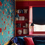 Обои с вышивкой ручной работы Flora Rio colourway on Liso Pine wool sateen варинант исполнения - 2 | Loft Concept в Тюмени