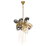 Люстра подвесная со стеклянными плафонами из дымчатого и золотистого с шестью вертикальными подвесками Gilded Mirage  варинант исполнения - 2 | Loft Concept в Тюмени