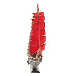 Декоративная модель деревянного парусника с красными парусами в подарочной упаковке With The low варинант исполнения - 2 | Loft Concept в Тюмени