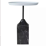 Кофейный столик с круглой столешницей и мраморным основанием Steel Reliability варинант исполнения - 1 | Loft Concept в Тюмени