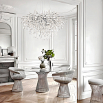 Люстра подвесная с прозрачными стеклянными подвесками в форме капель Диаметр 100 см Droplet Chandelier варинант исполнения - 21 | Loft Concept в Тюмени