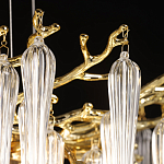 Люстра золотого цвета с декоративными ветками и длинными прозрачными стеклянными подвесами в форме сосулек Droplet Chandelier варинант исполнения - 6 | Loft Concept в Тюмени