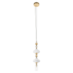 Подвесной светильник с белыми фигурными стеклянными элементами и бронзовыми вставками Высота 100 см Gabriel Scott Luna варинант исполнения - 4 | Loft Concept в Тюмени