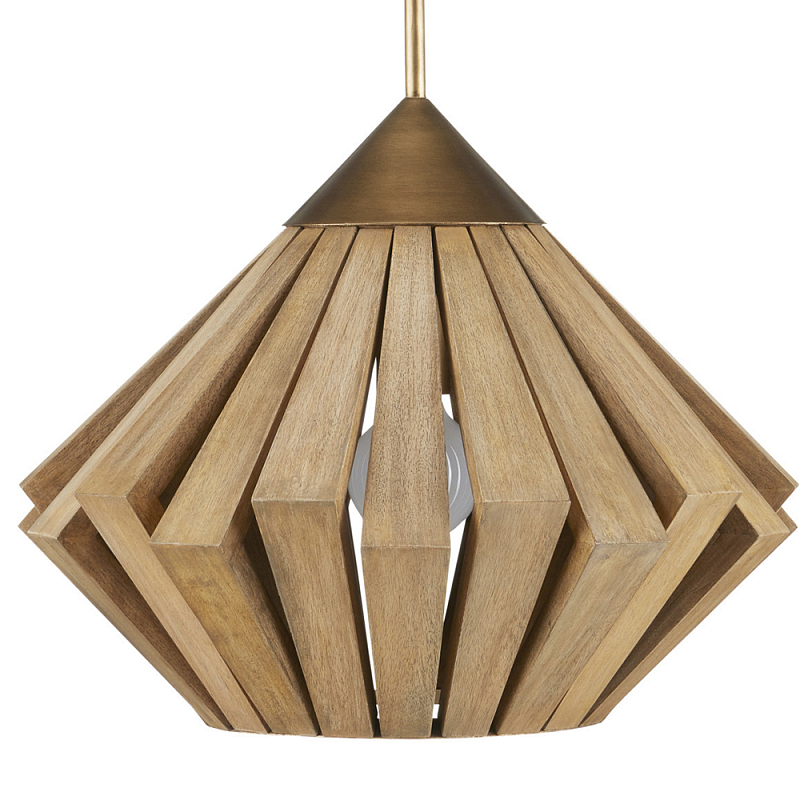 Подвесной светильник из толстых деревянных реек Wooden Slats Коричневый Латунь Подвесной светильник из толстых деревянных реек Wooden Slats Коричневый Латунь в Тюмени | Loft Concept