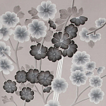 Обои ручная роспись Anemones in Light Dusk colourway on Lilac Hint slub silk варинант исполнения - 2 | Loft Concept в Тюмени