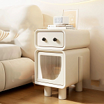 Тумбочка прикроватная с ящиком и стеклянной дверцей Робот Robot Bedside варинант исполнения - 2 | Loft Concept в Тюмени