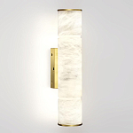 Бра с цилиндрическим плафоном из белого алебастра на прямоугольном основании Латунь Cryptocrystalline Stone варинант исполнения - 1 | Loft Concept в Тюмени