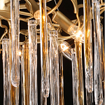 Люстра подвесная золотого цвета с разветвленными ветвями и прозрачными стеклянными подвесками Droplet Chandelier варинант исполнения - 5 | Loft Concept в Тюмени