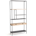 Металлический стеллаж с деревянными полками и ящиками Menzie Metal Wood Rack варинант исполнения - 1 | Loft Concept в Тюмени