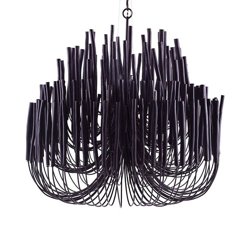 Люстра черная с несколькими ярусами деревянных палочек Bright Wooden Chandelier Черный Люстра черная с несколькими ярусами деревянных палочек Bright Wooden Chandelier Черный в Тюмени | Loft Concept