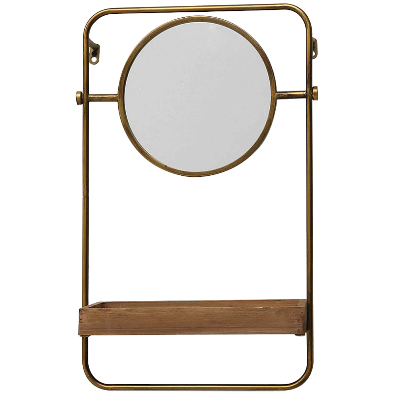 Настенное зеркало с полкой Roy Metal Mirror Коричневый Латунь Настенное зеркало с полкой Roy Metal Mirror Коричневый Латунь в Тюмени | Loft Concept
