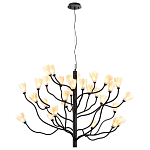 Люстра подвесная черного цвета с ветвями и белыми фарфоровыми цветами Floralis варинант исполнения - 11 | Loft Concept в Тюмени