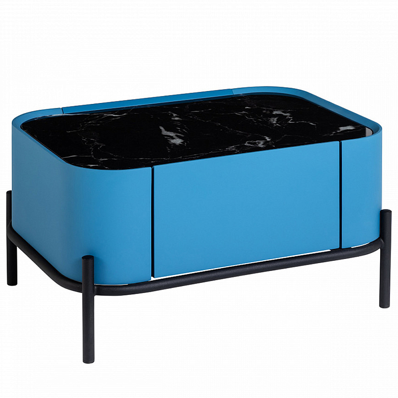 Тумба прикроватная чёрно-голубая с ящиком Blue Cabinet Голубой Черный Тумба прикроватная чёрно-голубая с ящиком Blue Cabinet Голубой Черный в Тюмени | Loft Concept