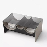 Дизайнерский журнальный стол с полукруглыми полками под столешницей Tiwoberoc варинант исполнения - 1 | Loft Concept в Тюмени