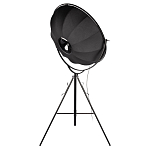 Торшер в виде прожектора с круглым тканевым абажуром на треноге черного цвета Radiance Éclat варинант исполнения - 4 | Loft Concept в Тюмени