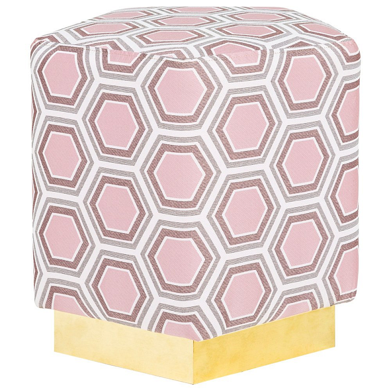 Пуф Hexagon Pink Geometry Латунь Розовый пастельный Белый в Тюмени | Loft Concept 