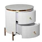 Тумбочка белая круглая с мраморной столешницей Thoroughbass варинант исполнения - 5 | Loft Concept в Тюмени