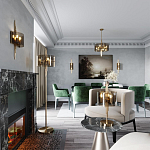 Бра с изогнутым плафоном на бронзовом основании с вертикальным декором из металлических трубок Sohne варинант исполнения - 2 | Loft Concept в Тюмени