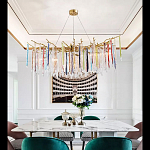 Люстра на подвесе с каркасом из металла и цветными подвесками из стекла Droplet Chandelier варинант исполнения - 4 | Loft Concept в Тюмени