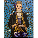 Панно ручная вышивка бисером Портрет девушки в голубых тонах варинант исполнения - 1 | Loft Concept в Тюмени