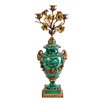 Подсвечник из фарфора с бронзовыми цветочными элементами Malachite Candlestick варинант исполнения - 1 | Loft Concept в Тюмени