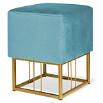 Пуф квадратный голубой велюр на золотом металлическом основании Celeste Blue варинант исполнения - 1 | Loft Concept в Тюмени