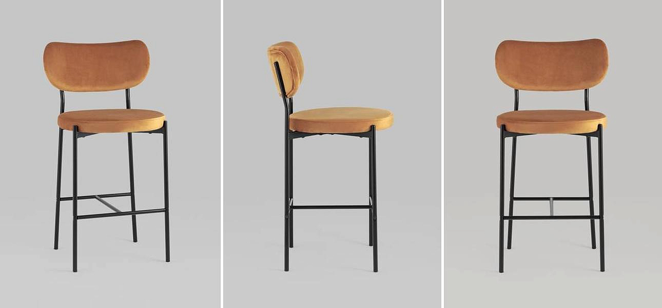 Барный Стул Alfie Chair Черные ножки Терракотовый Велюр Барный Стул Alfie Chair Черные ножки Терракотовый Велюр - Loft-Concept в Тюмени