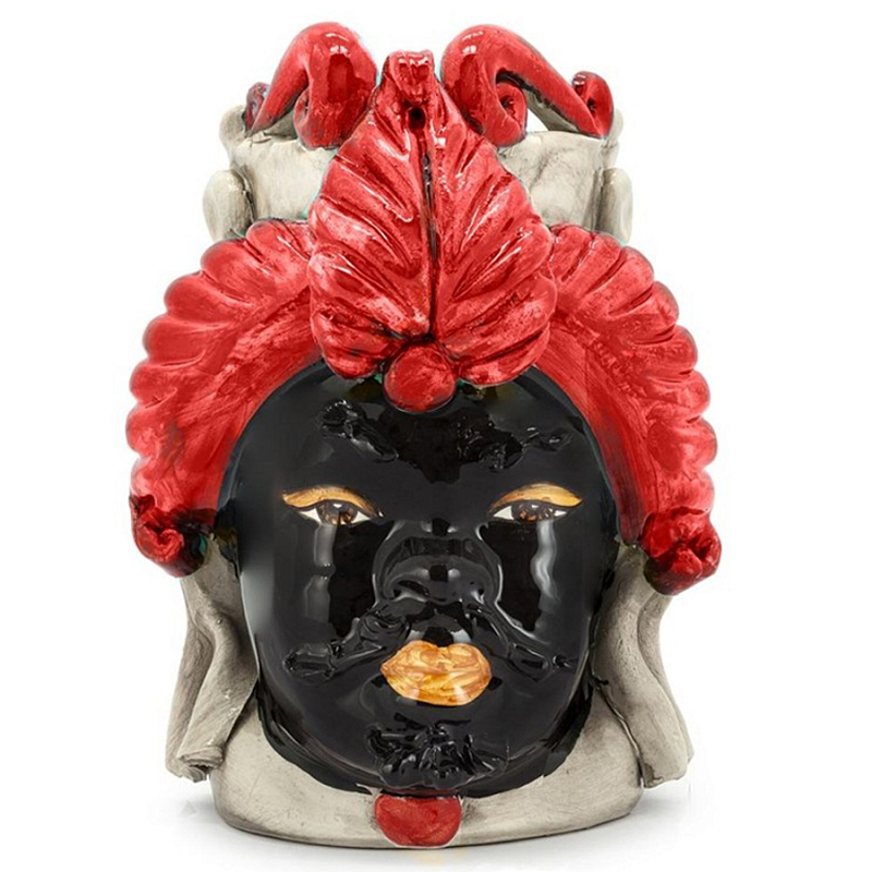Ваза Vase Moro Man Small Red Черный Красный Бежевый Ваза Vase Moro Man Small Red Черный Красный Бежевый в Тюмени | Loft Concept