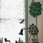 Обои ручная роспись Mughal Trees Original colourway on linen варинант исполнения - 3 | Loft Concept в Тюмени