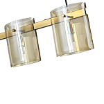 Подвесной светильник светодиодный с 5-ю цилиндрическими плафонами коньячного цвета из стекла и стали Andrea Сhandelier Сognac варинант исполнения - 1 | Loft Concept в Тюмени