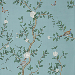 Обои ручная роспись Gustavian Garden Special Colourway on Duck Egg dyed silk варинант исполнения - 2 | Loft Concept в Тюмени