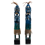 Комплект из 2-х деревянных статуэток Asmat Statuettes Dark Blue варинант исполнения - 4 | Loft Concept в Тюмени