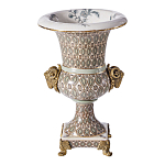 Ваза с овнами из фарфора с бронзовыми элементами Bronze Aries варинант исполнения - 1 | Loft Concept в Тюмени