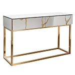 Консоль с ящиками зеркальная с золотым декором Gold Painted Mirror Console варинант исполнения - 1 | Loft Concept в Тюмени