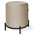 Банкетка круглая бежевый велюр на 4-х металлических ножках черного цвета SANJAY варинант исполнения - 1 | Loft Concept в Тюмени