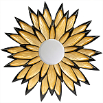 Зеркало-солнце в раме золотого и черного цвета Rays of Peace варинант исполнения - 1 | Loft Concept в Тюмени