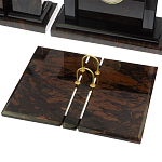 Настольный письменный набор с часами из природного камня обсидиана  Gift for Manager варинант исполнения - 3 | Loft Concept в Тюмени