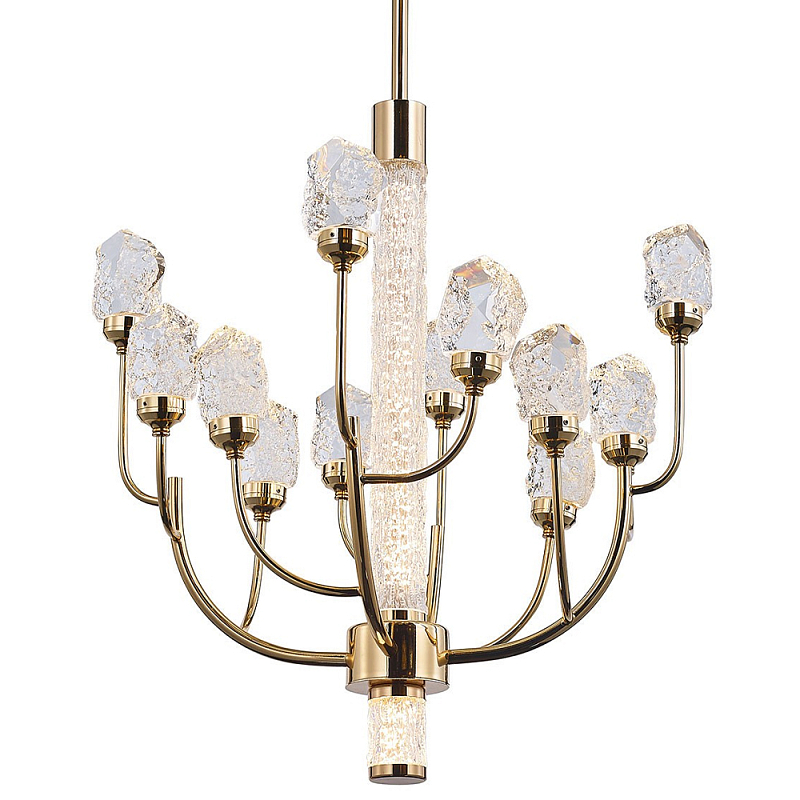 Люстра с декором в виде кристаллов из хрусталя Kenneth Crystal Stone Chandelier 12 Золотой Шампань Прозрачное Стекло Люстра с декором в виде кристаллов из хрусталя Kenneth Crystal Stone Chandelier 12 Золотой Шампань Прозрачное Стекло в Тюмени | Loft Concept