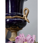 Ваза темно-синего цвета из фарфора с бронзовыми ручками в виде змей Высота 39 см Eden Garden porcelain and bronze варинант исполнения - 2 | Loft Concept в Тюмени