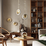 Бра с бежевым текстурным кольцом и латунным шаром в центре Tactile  варинант исполнения - 5 | Loft Concept в Тюмени