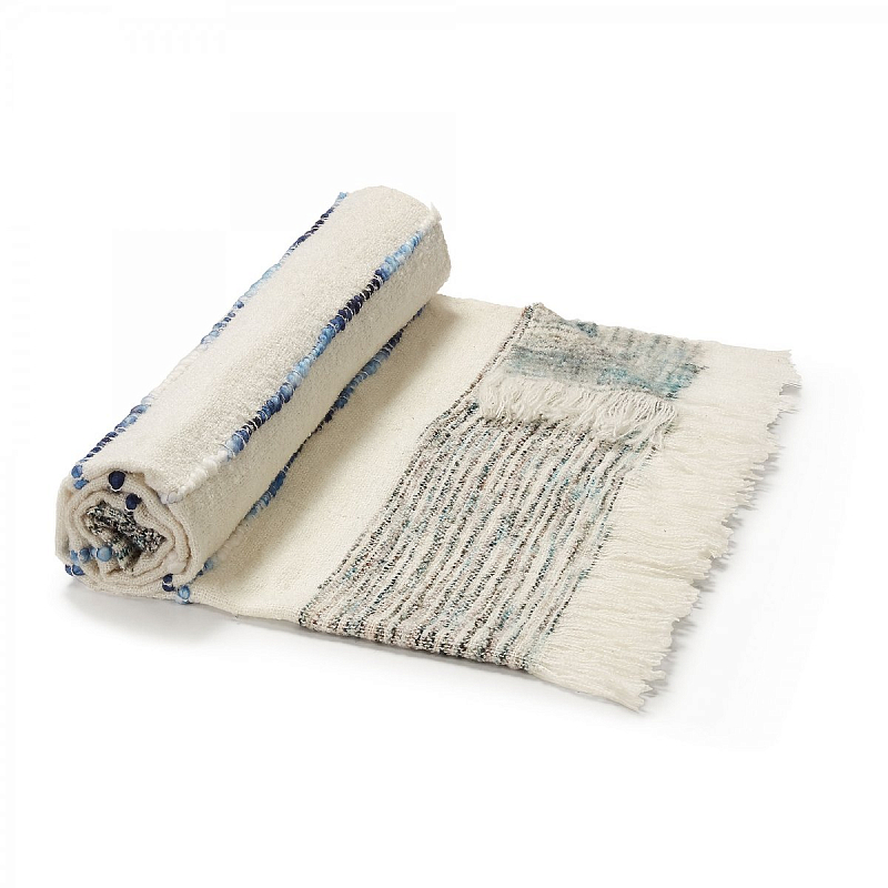 Плед Plaid Boho Lightness Белый Синий Плед Plaid Boho Lightness Белый Синий в Тюмени | Loft Concept